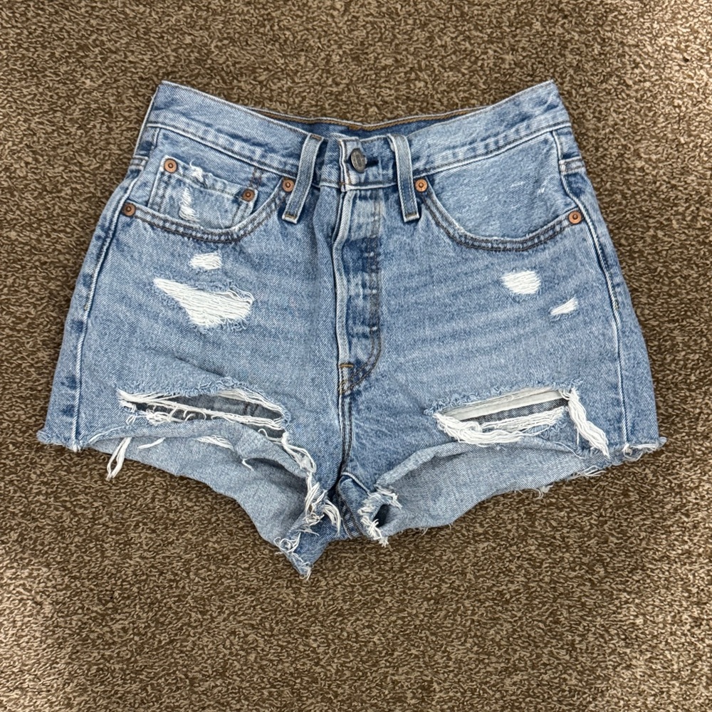 Levi's Light Blue Distressed Jean Shorts